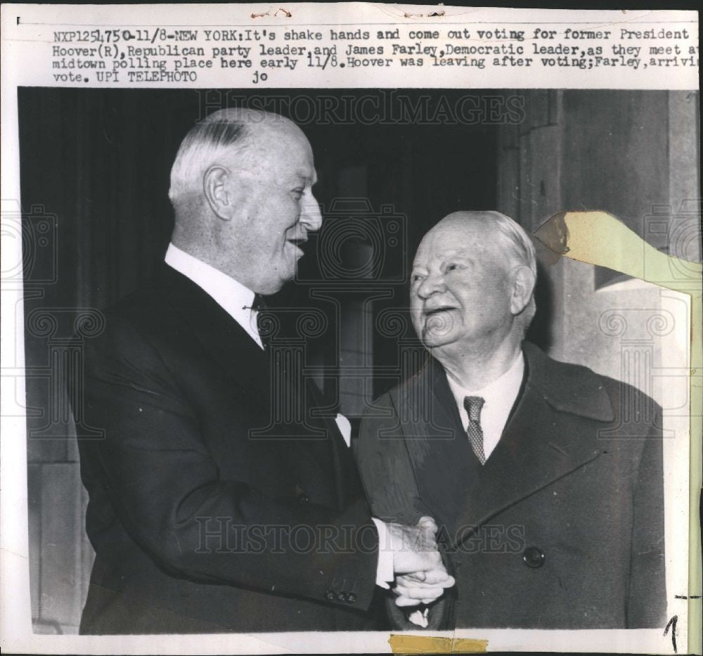 1960 Press Photo President Hoover James Farley voting - Historic Images