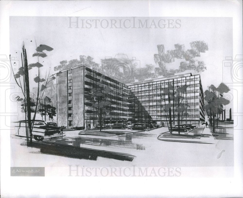 1953 Press Photo Ford Motor Company Dearborn building - Historic Images