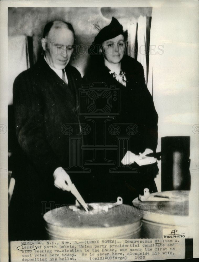 1936 Press Photo William Frederick Lemke, union party - Historic Images