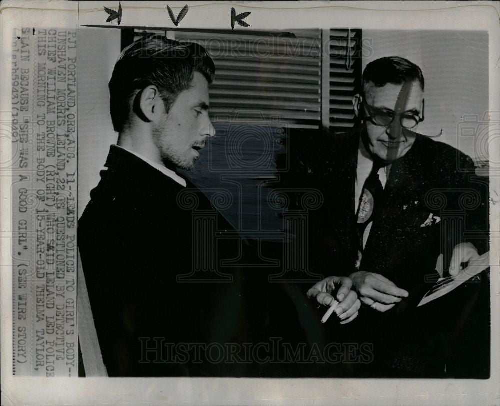 1949 Press Photo Chief William Browne questions suspect - Historic Images