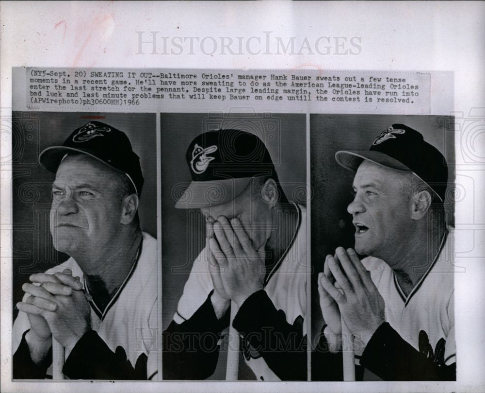 1966 Press Photo Hank Bauer Baltimore Orioles Manager - Historic Images