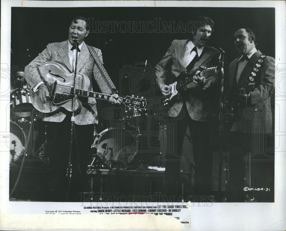 1973 Press Photo Chuck Berry Little Richard Fats Domino - Historic Images