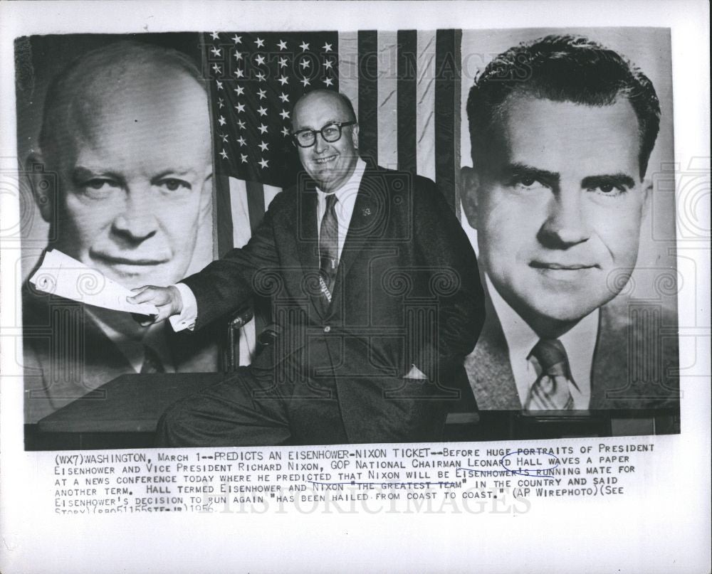 1956 Press Photo Leonard Hall USA Representative - Historic Images