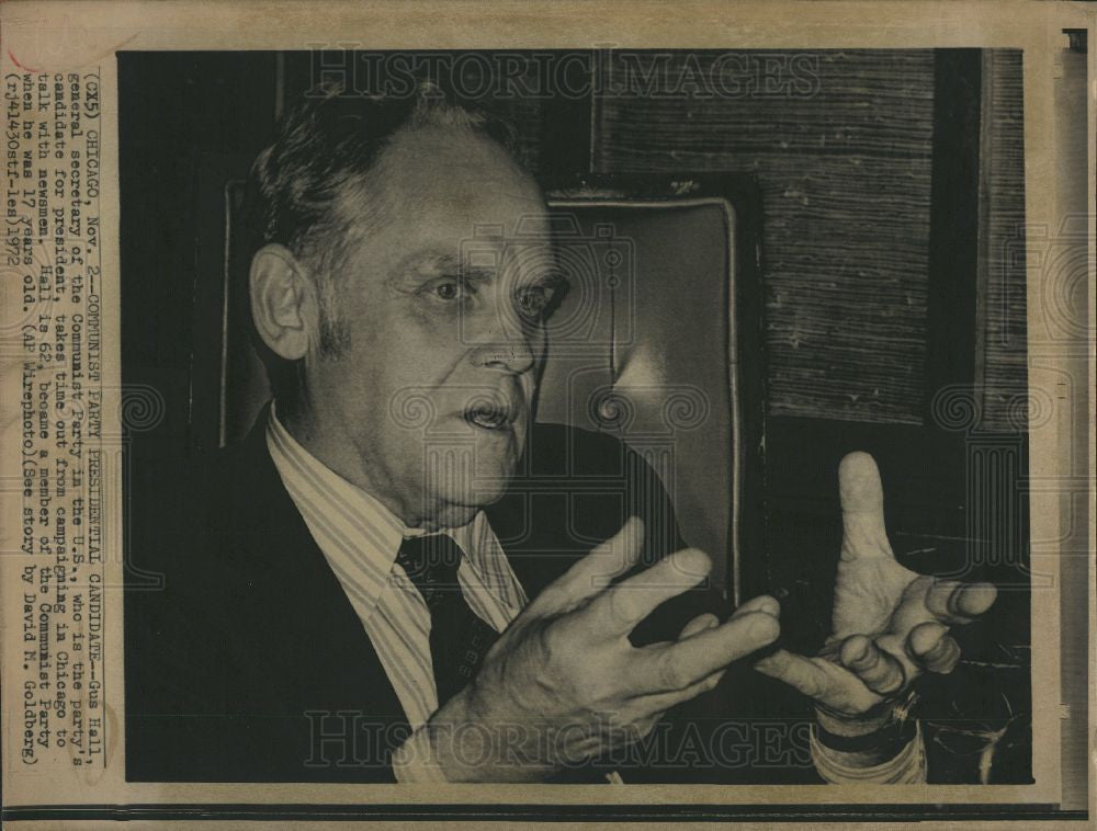 Press Photo Gus Hall Communist Party leader - Historic Images