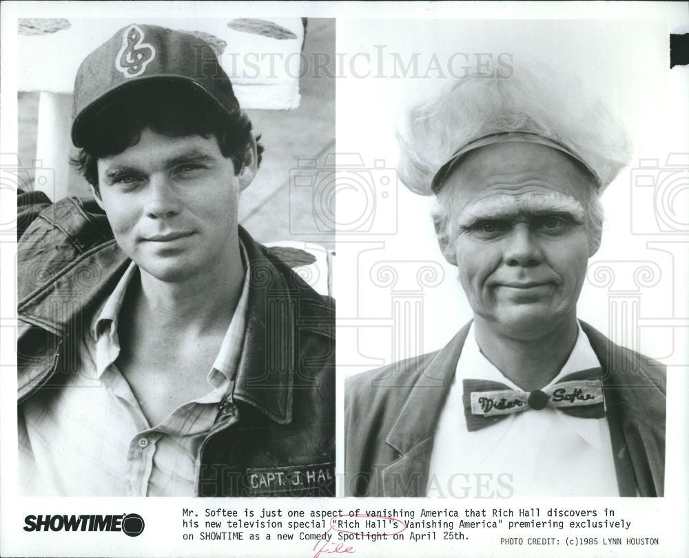 1986 Press Photo Rich Hall, Mr. Softee, Showtime - Historic Images