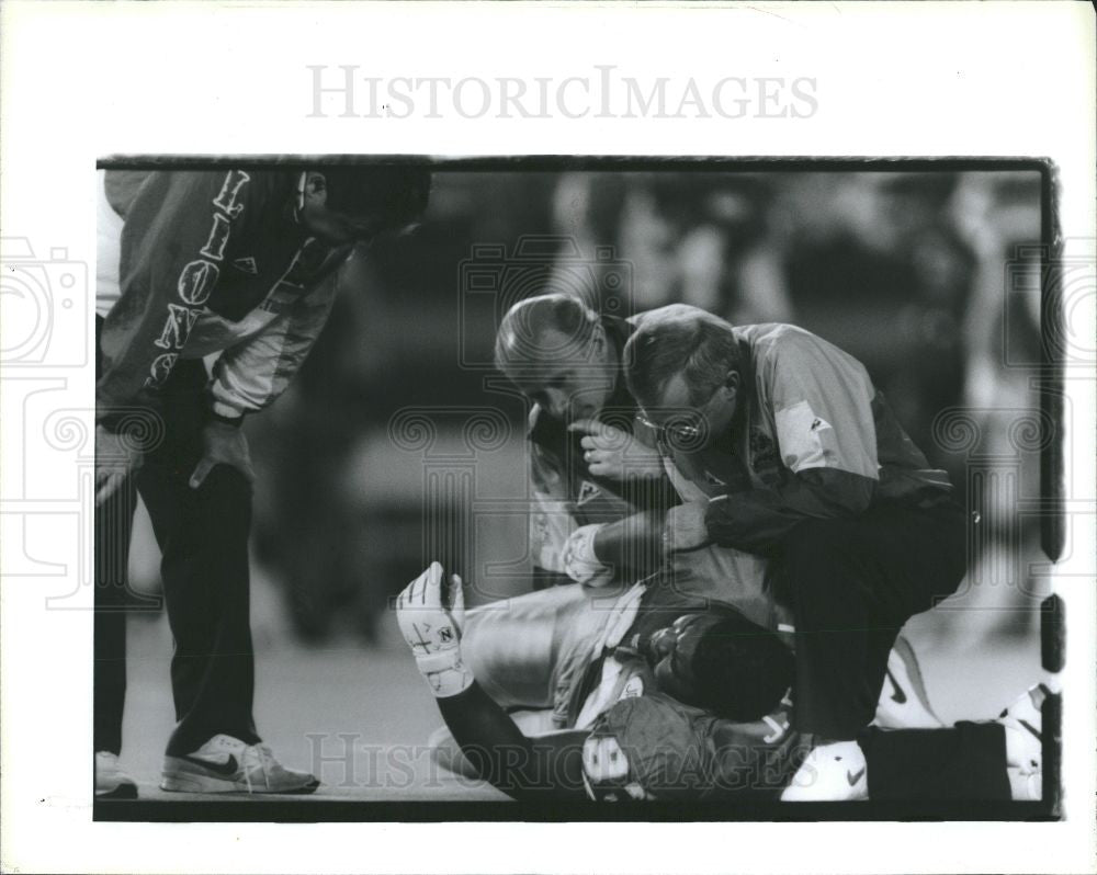 1991 Press Photo Jerry Ball Brad Baxton - Historic Images