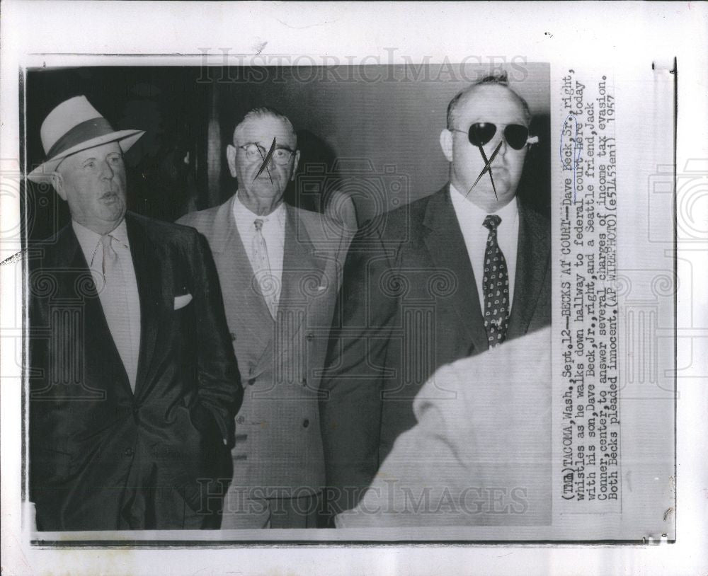 1957 Press Photo Dave Beck, Sr., and Jr., - Historic Images