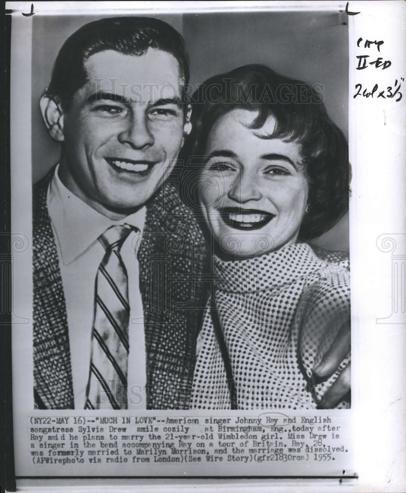 1955 Press Photo Johnny Ray and Sylvia Drew - Historic Images
