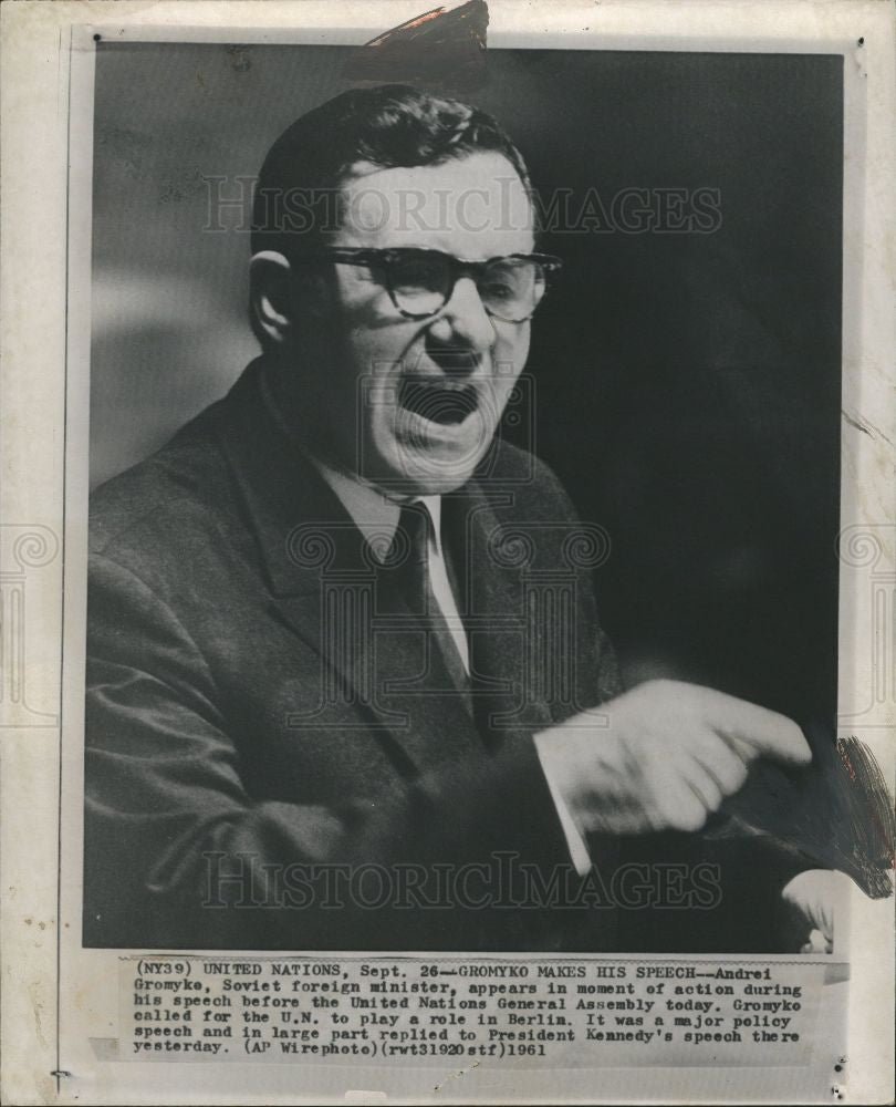 1961 Press Photo Andrei Gromyke - Historic Images