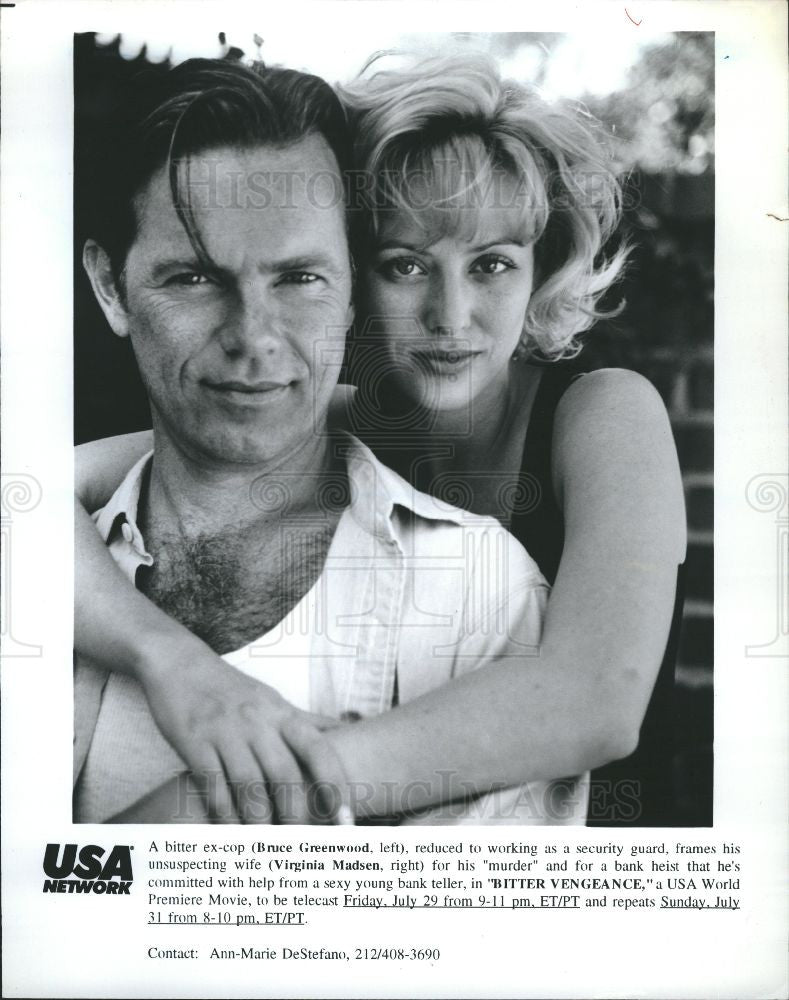 1994 Press Photo Bruce Greenwood actor Virginia Madsen - Historic Images