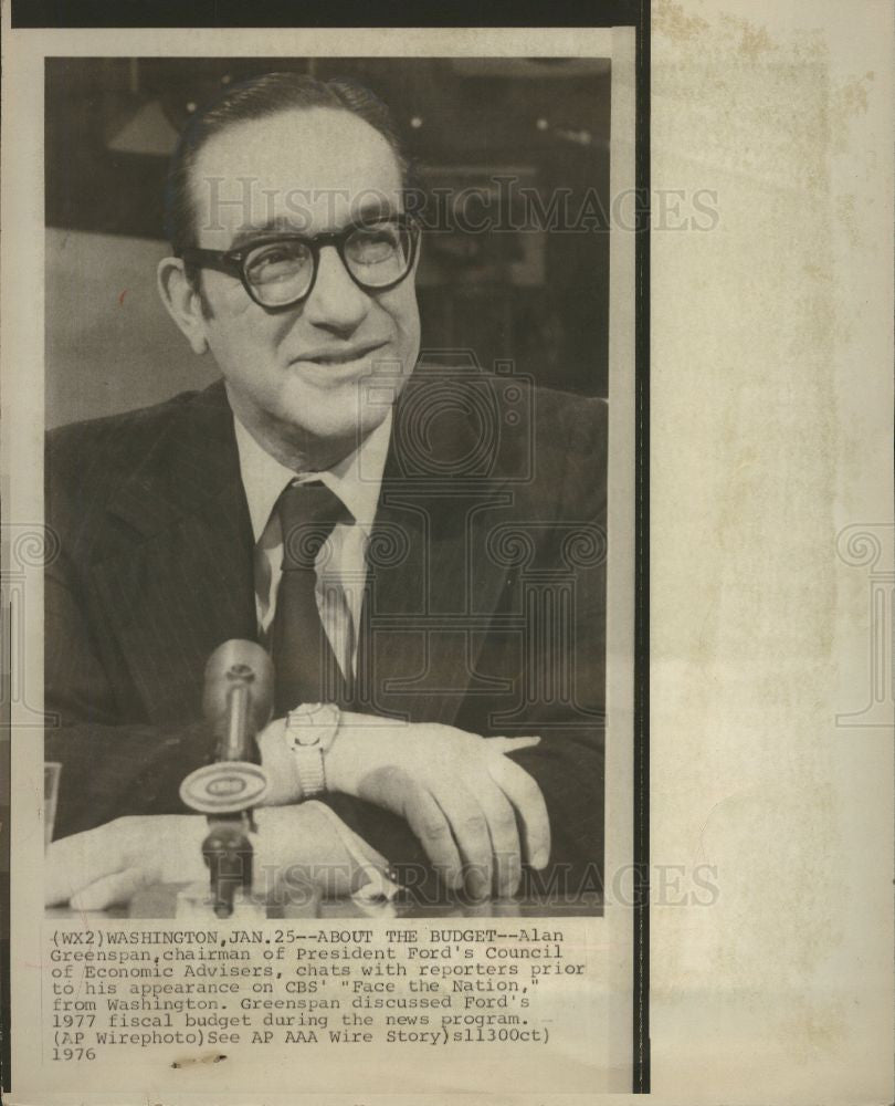 1976 Press Photo Alan Greenspan CBS Face the Nation - Historic Images