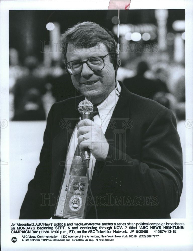 1989 Press Photo Jeff Greenfield author. - Historic Images