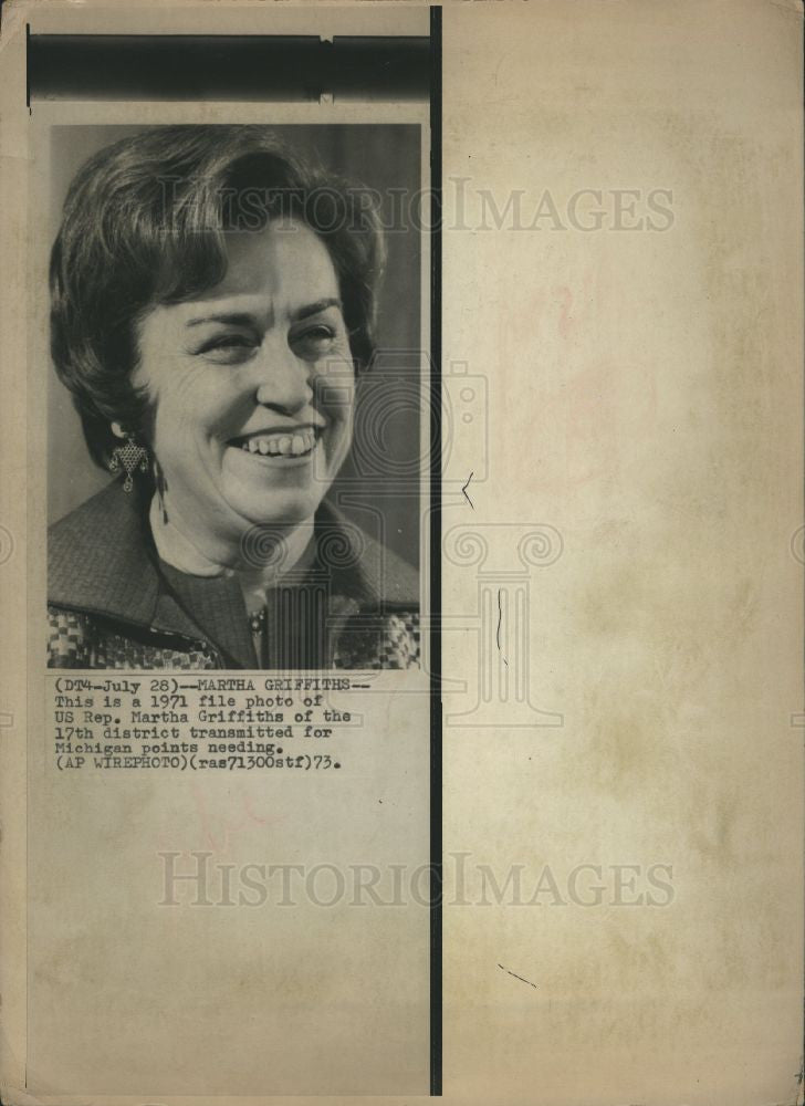 1973 Press Photo US Rep Martha Griffiths Michigan - Historic Images