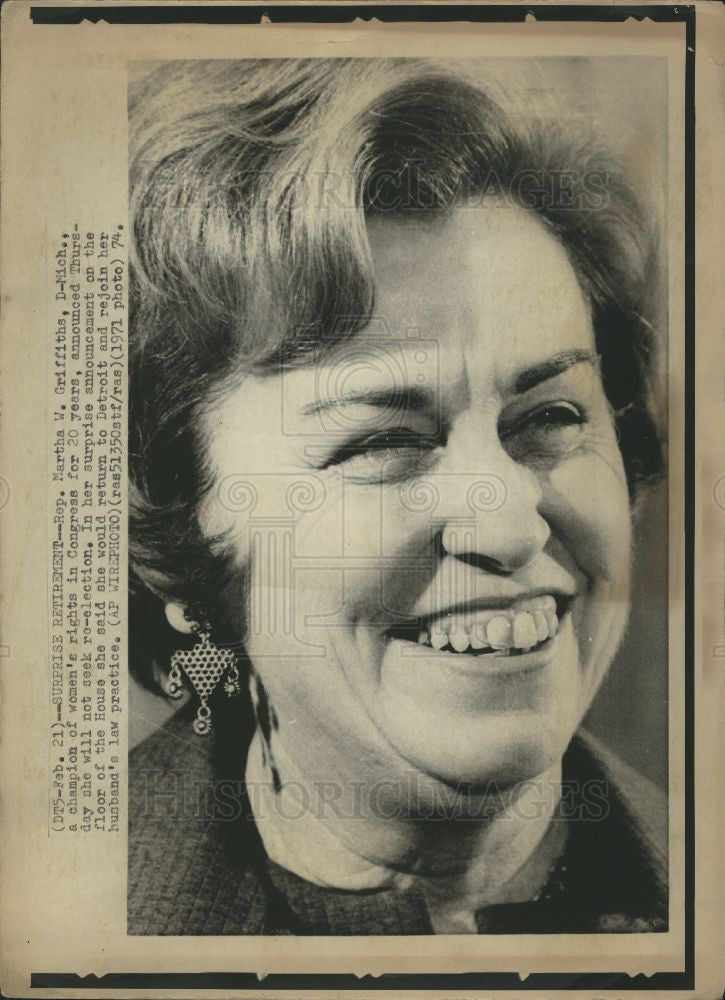 1974 Press Photo Martha Griffiths retirement Congress - Historic Images