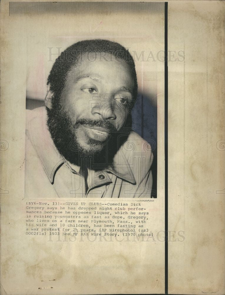 1973 Press Photo Dick Gregory Comedian Actor - Historic Images