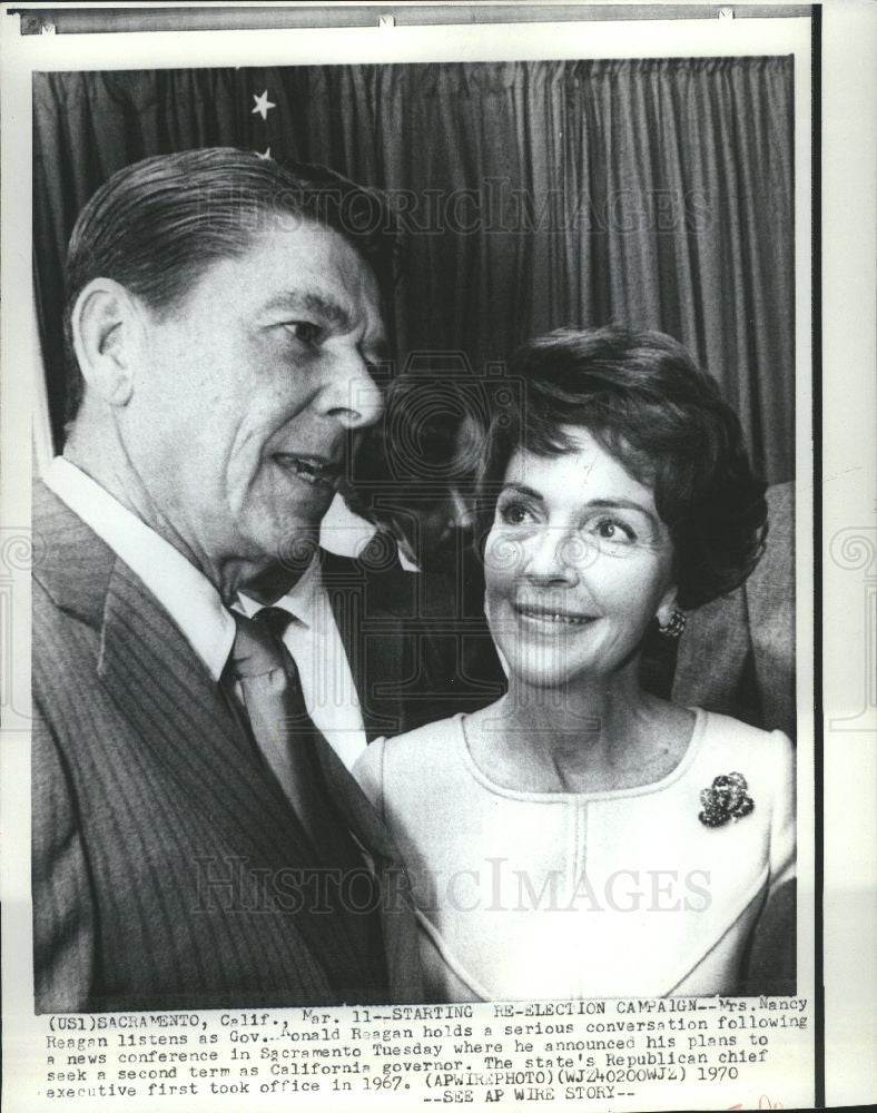 1970 Press Photo Mr. and Mrs. Gov. Ronald Reagan - Historic Images
