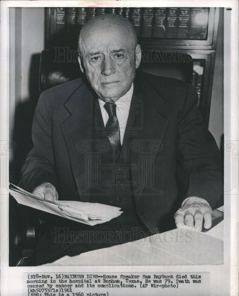 1963 Press Photo Sam Rayburn House Speaker - Historic Images