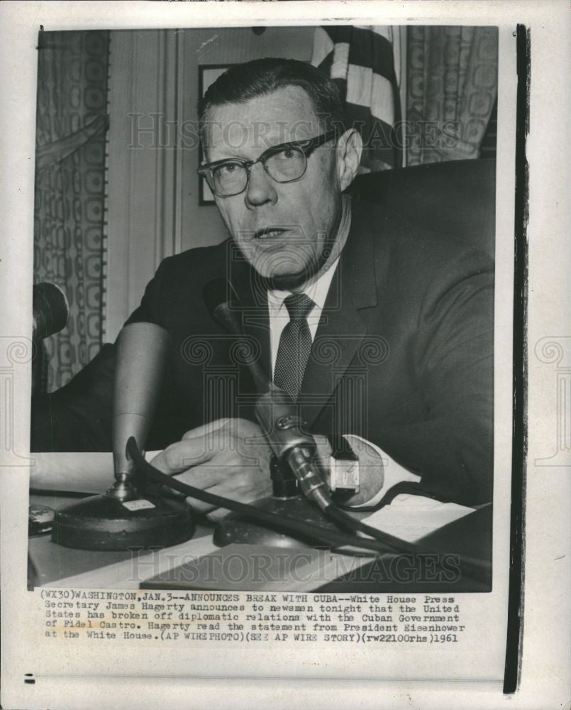 1961 Press Photo James Hagerty White House Press Secre. - Historic Images