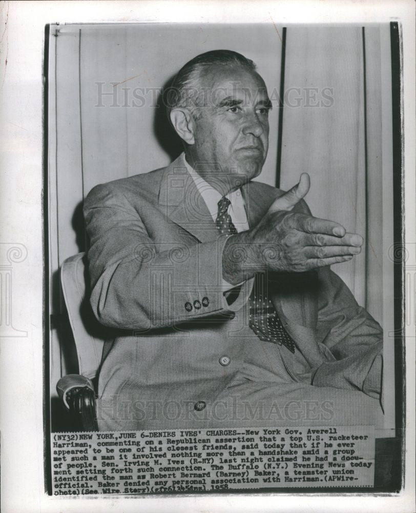 1958 Press Photo William Averell Harriman politician - Historic Images