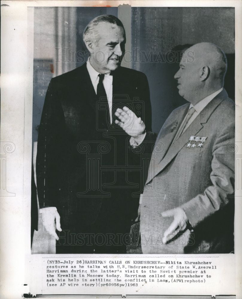 1963 Press Photo Averell Harriman Nikita Khrushchev - Historic Images