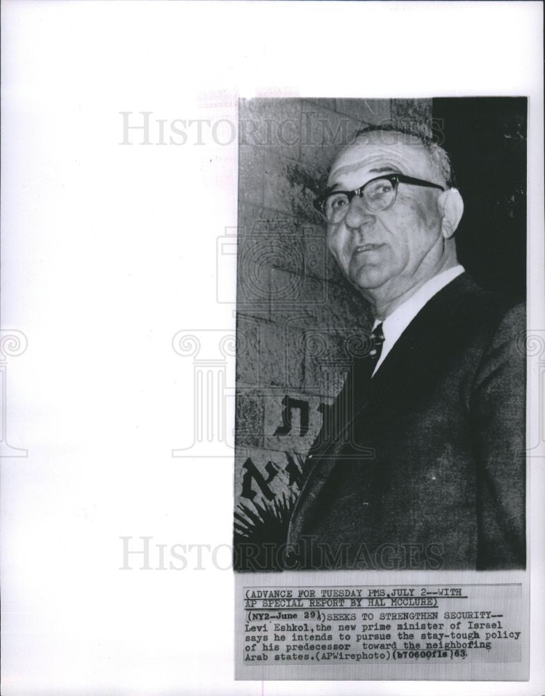 1963 Press Photo Levi Eshkol Prime Minister Israel - Historic Images
