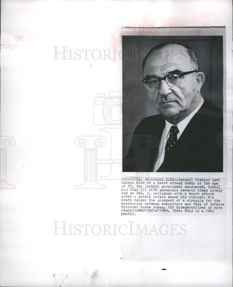 1969 Press Photo Israeli Premier Levi Eshkol died - Historic Images