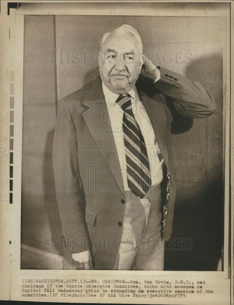 1973 Press Photo Sam Ervin Sen. D-N.C. Chairman Sen.W.C - Historic Images