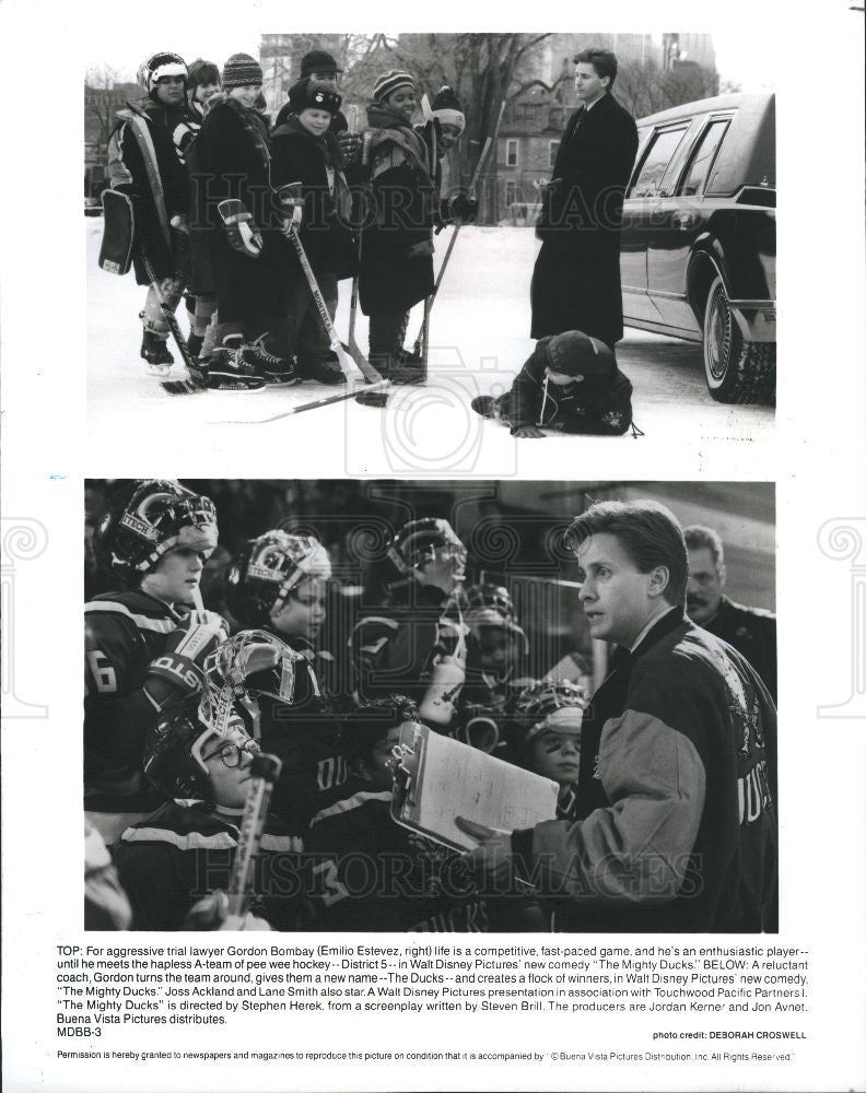 1992 Press Photo Emilio Estevez Mighty Ducks - Historic Images