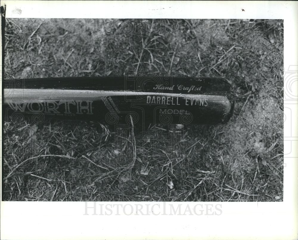1986 Press Photo Darrell Evans bat - Historic Images