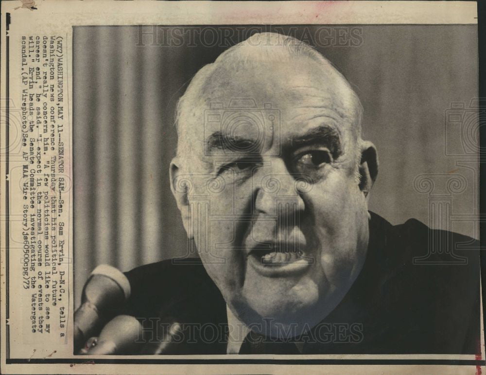 1974 Press Photo Sam Ervin Senator D-N.C. - Historic Images