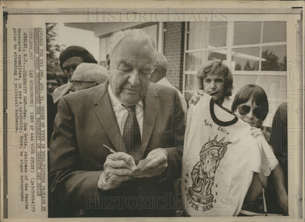 1973 Press Photo Sam Ervin Senate Watergate committee - Historic Images