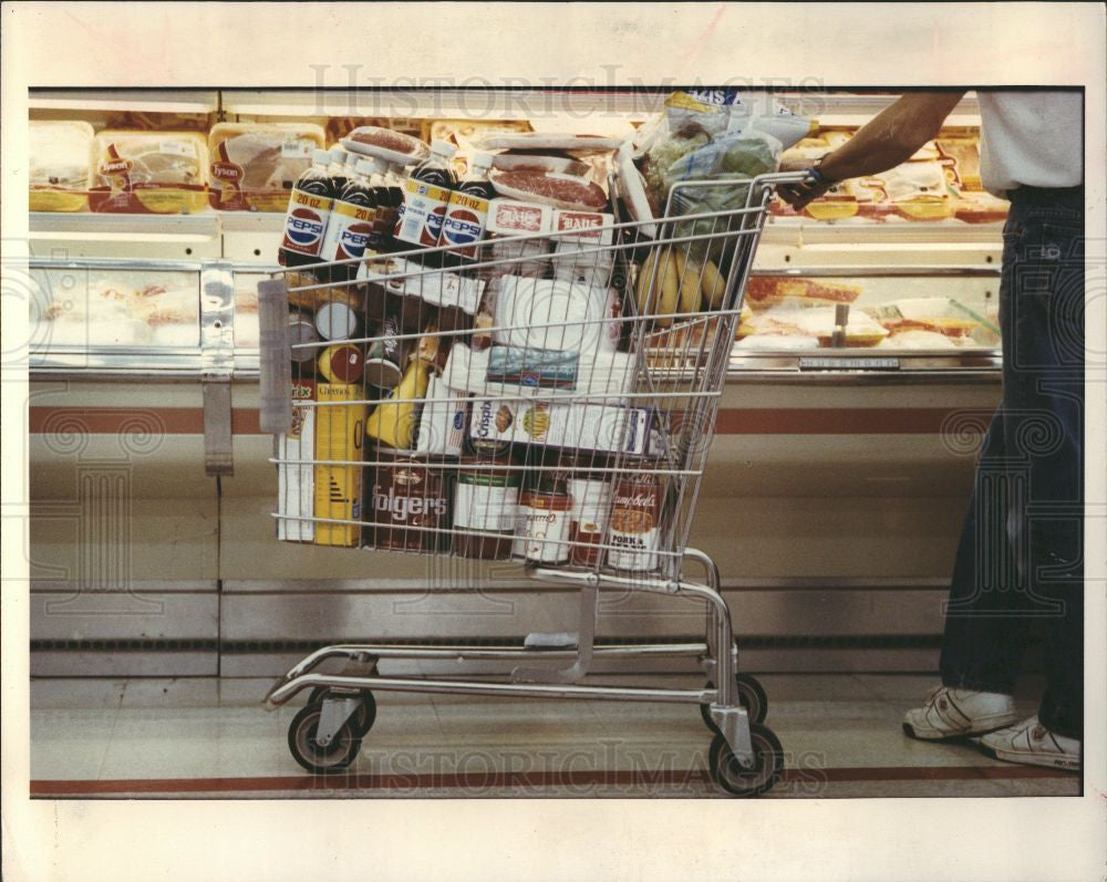 1991 Press Photo Grocery Gap, Michigans item-pricing. - Historic Images