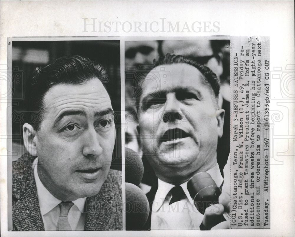 1967 Press Photo James R. Hoffa Judge Frank W. Wilson - Historic Images