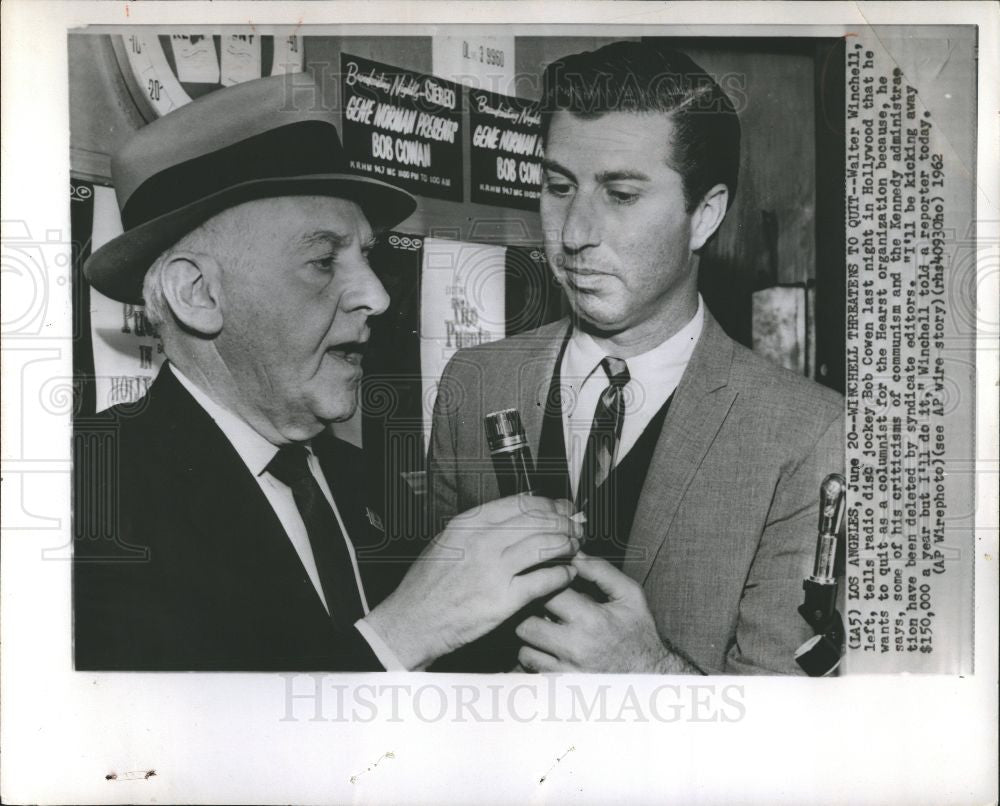 1962 Press Photo Walter WInchell columnist Bob Cowen - Historic Images