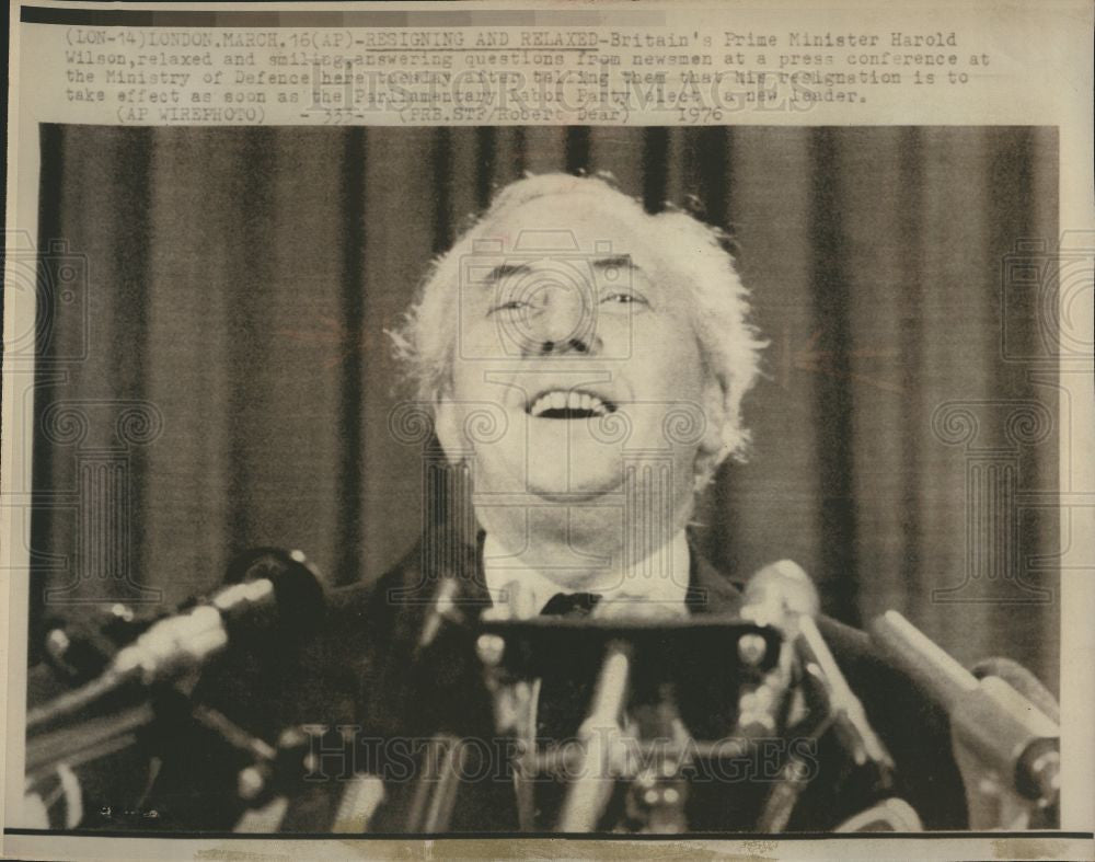 1976 Press Photo Harold Wilson Britain Prime Minister - Historic Images