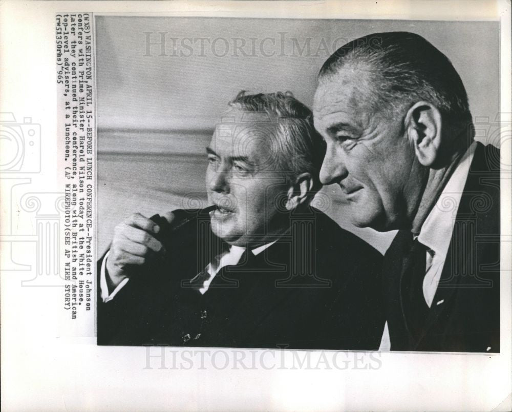 1965 Press Photo Harold Wilson Lyndon B. Johnson leader - Historic Images