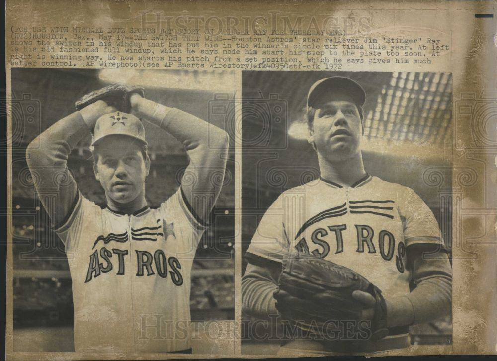1972 Press Photo Jim Stinger Houston Astros - Historic Images