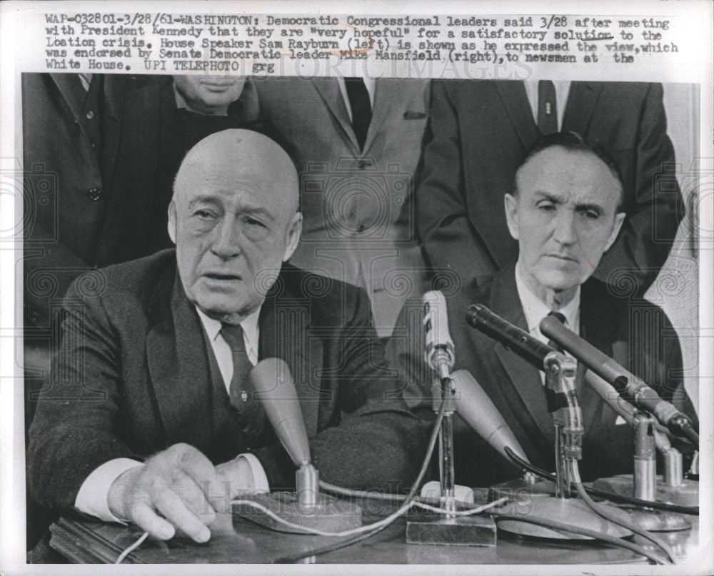 1961 Press Photo Sam Rayburn Speaker - Historic Images