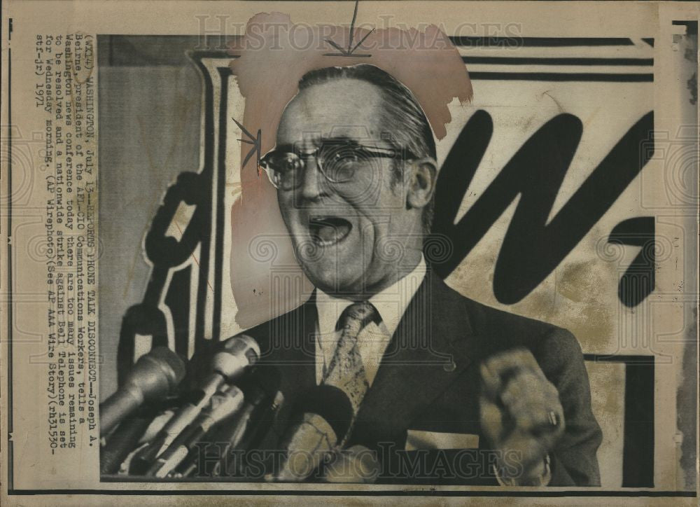 1971 Press Photo Joseph Beirne president AFL CIO speech - Historic Images