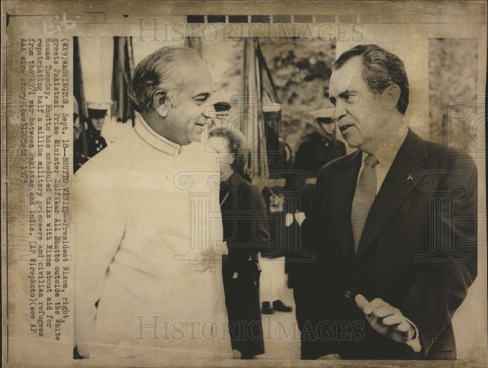 1973 Press Photo President Nixon bhutto white house - Historic Images