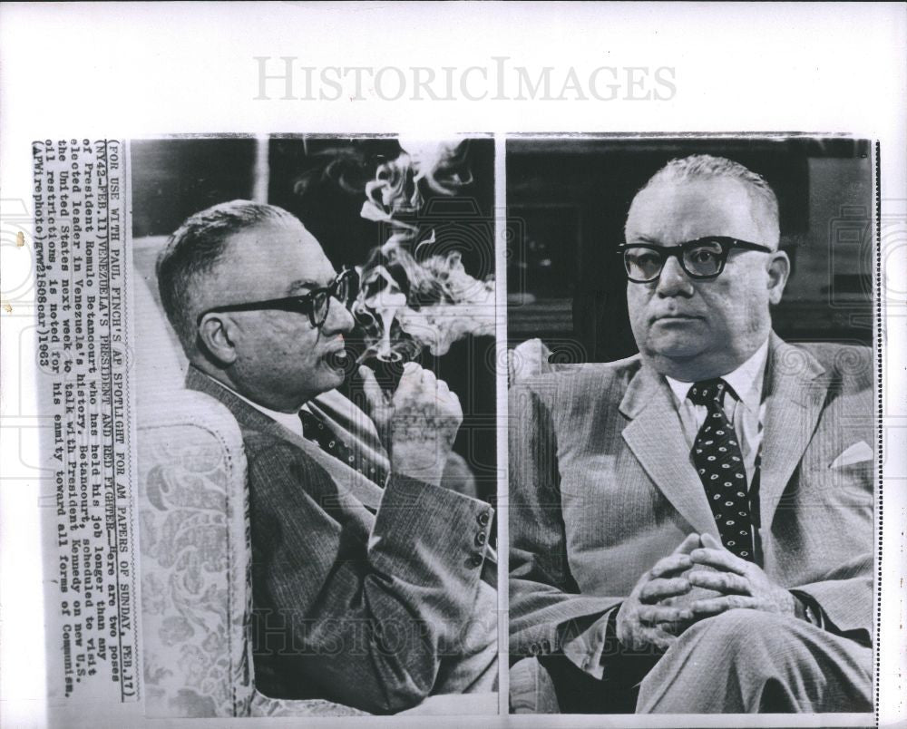 1963 Press Photo Romulo Betancourt President - Historic Images