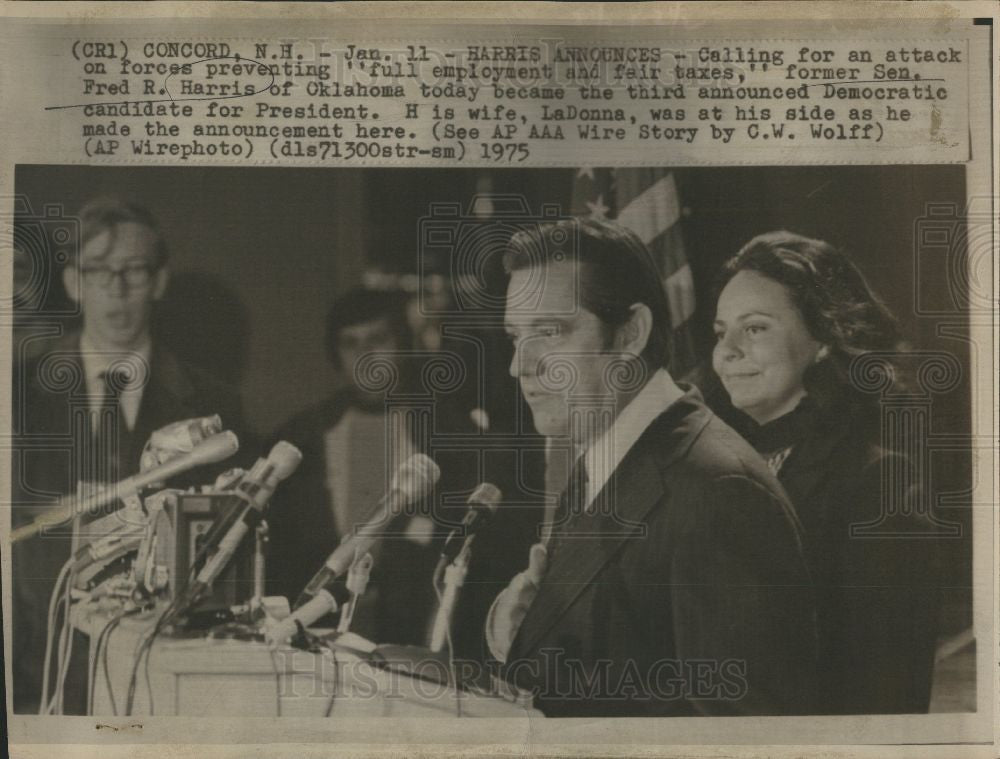 1975 Press Photo Sen. Fred R. Harris Oklahoma - Historic Images