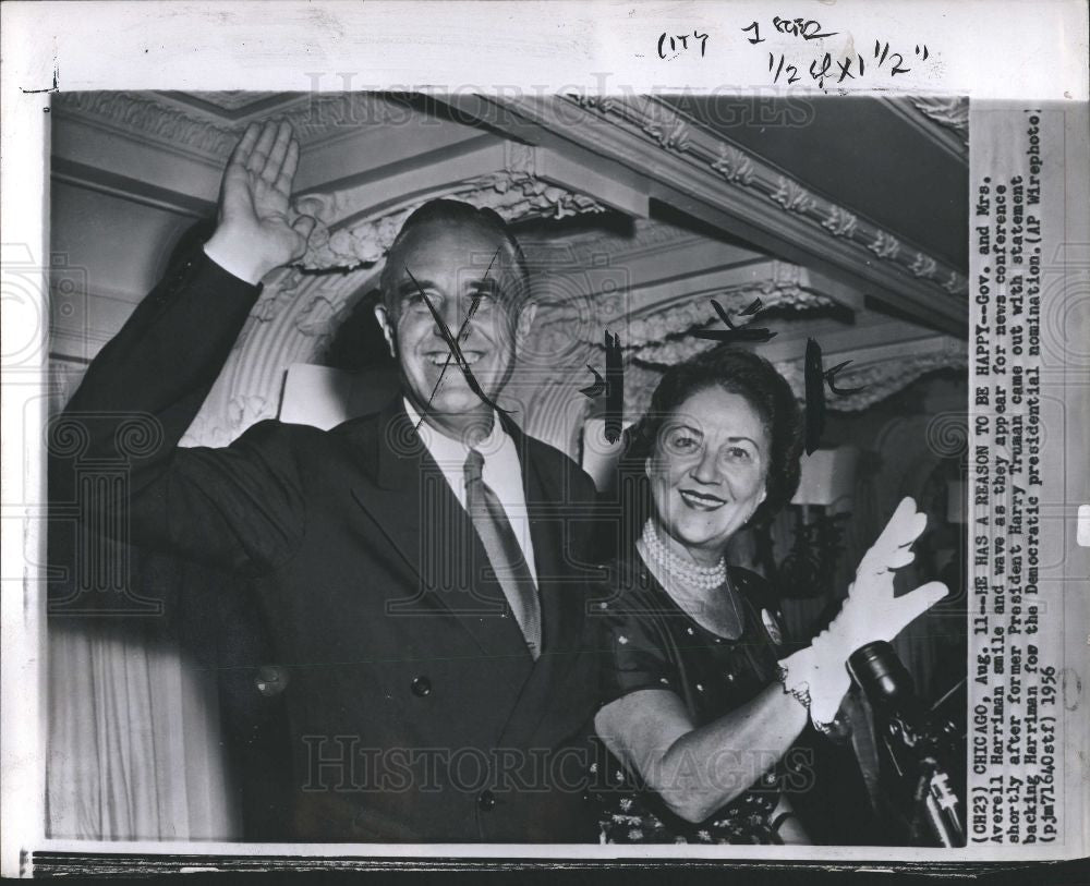 1956 Press Photo Averell Harriman Harry Truman democrat - Historic Images