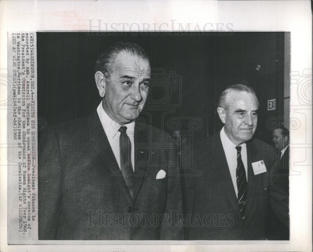 Press Photo Lyndon Johnson Averell Harriman - Historic Images