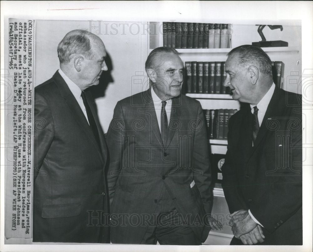 1965 Press Photo Averell Harriman, President Johnson - Historic Images