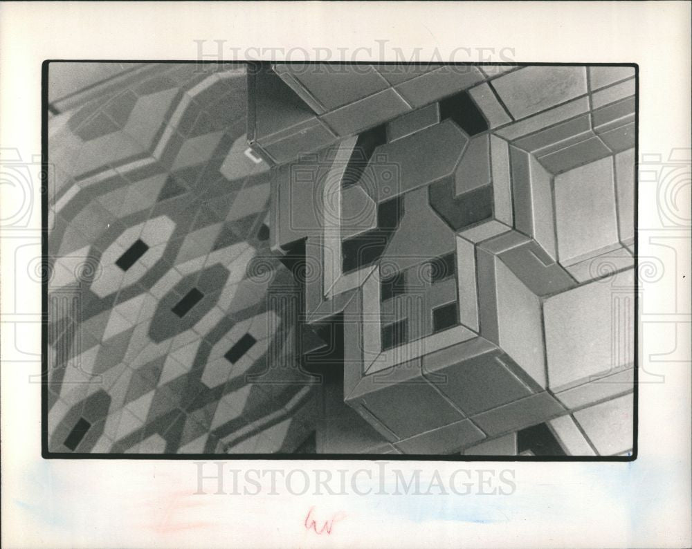 1989 Press Photo Guardian Building Detroit Tiles Decor - Historic Images