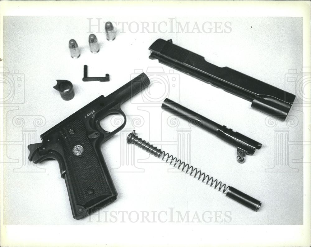 1984 Press Photo Gun, Parts of a Hand Gun - Historic Images