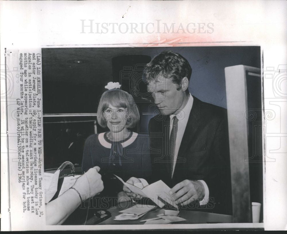 1966 Press Photo Tammy Grimes to marry Jeremy Slate - Historic Images