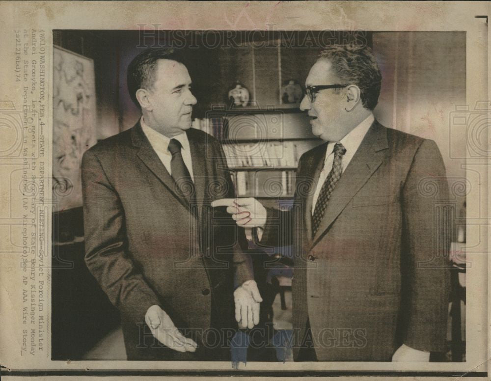 1974 Press Photo Andrei Gromyko Henry Kissinger 1974 - Historic Images