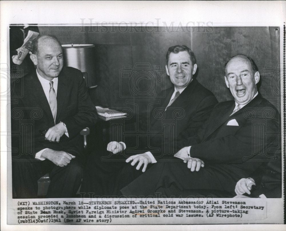 1961 Press Photo Adlai Stevenson Ambassador Adlai - Historic Images